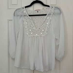 Rebecca Taylor White Mirrored Eyelet Blouse